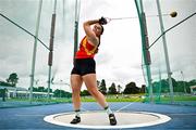 3 August 2025; Margaret Hayden of Tallaght AC, Dublin, competes in the senior women's hammer during day two of the 153rd 123.ie National Track & Field Senior Championships at Morton Stadium in Dublin. Photo by Sam Barnes/Sportsfile