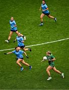 3 August 2025; Vikki Wall of Meath, bottom, in action during the TG4 All-Ireland Ladies Football Senior Championship final match between Dublin and Meath at Croke Park in Dublin. Photo by Seb Daly/Sportsfile