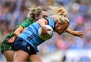 3 August 2025; Carla Rowe of Dublin in action against Mary Kate Lynch of Meath during the TG4 All-Ireland Ladies Football Senior Championship final match between Dublin and Meath at Croke Park in Dublin. Photo by Shauna Clinton/Sportsfile