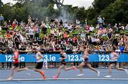 3 August 2025; Spectators watch on during day two of the 153rd 123.ie National Track & Field Senior Championships at Morton Stadium in Dublin. Photo by Sam Barnes/Sportsfile