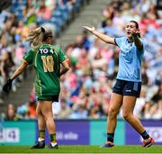 3 August 2025; Niamh Hetherton of Dublin reacts during the TG4 All-Ireland Ladies Football Senior Championship final match between Dublin and Meath at Croke Park in Dublin. Photo by Shauna Clinton/Sportsfile