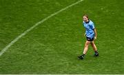 3 August 2025; Orlagh Nolan of Dublin celebrates after kicking a point during the TG4 All-Ireland Ladies Football Senior Championship final match between Dublin and Meath at Croke Park in Dublin. Photo by Seb Daly/Sportsfile