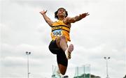 3 August 2025; Reece Ademola of Leevale AC, Cork, competes in the senior men's long jump during day two of the 153rd 123.ie National Track & Field Senior Championships at Morton Stadium in Dublin. Photo by Sam Barnes/Sportsfile