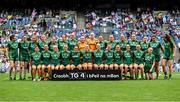 3 August 2025; The Meath squad pose for a team photograph before the TG4 All-Ireland Ladies Football Senior Championship final match between Dublin and Meath at Croke Park in Dublin. Photo by Shauna Clinton/Sportsfile