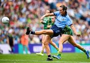 3 August 2025; Hannah Tyrrell of Dublin kicks a point during the TG4 All-Ireland Ladies Football Senior Championship final match between Dublin and Meath at Croke Park in Dublin. Photo by Seb Daly/Sportsfile
