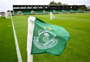 3 August 2025; A Shamrock Rovers corner flag before the SSE Airtricity Men's Premier Division match between Shamrock Rovers and Derry City at Tallaght Stadium in Dublin.  Photo by Stephen McCarthy/Sportsfile
