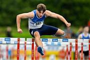 3 August 2025; Adam Nolan of St Laurence O'Toole AC, Carlow, on his way to winning the senior men's 110m hurdles final during day two of the 153rd 123.ie National Track & Field Senior Championships at Morton Stadium in Dublin. Photo by Sam Barnes/Sportsfile