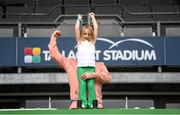 3 August 2025; Shamrock Rovers supporters Bella and Robert McAnaspie before the SSE Airtricity Men's Premier Division match between Shamrock Rovers and Derry City at Tallaght Stadium in Dublin.  Photo by Stephen McCarthy/Sportsfile