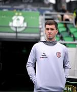 3 August 2025; Derry City goalkeeper Brian Maher before the SSE Airtricity Men's Premier Division match between Shamrock Rovers and Derry City at Tallaght Stadium in Dublin.  Photo by Stephen McCarthy/Sportsfile