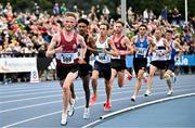 3 August 2025; Jack O'Leary of Mullingar Harriers AC, Westmeath, competes in the senior men's 5000m during day two of the 153rd 123.ie National Track & Field Senior Championships at Morton Stadium in Dublin. Photo by Sam Barnes/Sportsfile