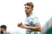 3 August 2025; Jamie Stott of Derry City warms up before the SSE Airtricity Men's Premier Division match between Shamrock Rovers and Derry City at Tallaght Stadium in Dublin.  Photo by Stephen McCarthy/Sportsfile
