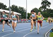 3 August 2025; Alex O'Neill of Limerick Track AC, 164, on her way to winning the senior women's 800m final, ahead of, from left, Maeve O'Neill of Doheny AC, Cork, Jenna Bromell of Emerald AC, Limerick, and Sarah Healy of UCD AC, Dublin, during day two of the 153rd 123.ie National Track & Field Senior Championships at Morton Stadium in Dublin. Photo by Sam Barnes/Sportsfile