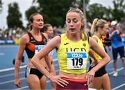 3 August 2025; Sarah Healy of UCD AC, Dublin, after finishing second in the senior women's 800m final during day two of the 153rd 123.ie National Track & Field Senior Championships at Morton Stadium in Dublin. Photo by Sam Barnes/Sportsfile