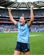 3 August 2025; Niamh Hetherton of Dublin celebrates after her side's victory in the TG4 All-Ireland Ladies Football Senior Championship final match between Dublin and Meath at Croke Park in Dublin. Photo by Shauna Clinton/Sportsfile