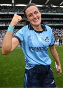 3 August 2025; Hannah Tyrrell of Dublin celebrates after her side's victory in the TG4 All-Ireland Ladies Football Senior Championship final match between Dublin and Meath at Croke Park in Dublin. Photo by Seb Daly/Sportsfile