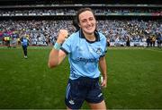 3 August 2025; Hannah Tyrrell of Dublin celebrates after her side's victory in the TG4 All-Ireland Ladies Football Senior Championship final match between Dublin and Meath at Croke Park in Dublin. Photo by Seb Daly/Sportsfile