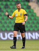 3 August 2025; Referee Paul McLaughlin during the SSE Airtricity Men's Premier Division match between Shamrock Rovers and Derry City at Tallaght Stadium in Dublin.  Photo by Ben McShane/Sportsfile