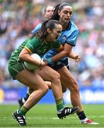 3 August 2025; Kerrie Cole of Meath is tackled by Kate Sullivan of Dublin during the TG4 All-Ireland Ladies Football Senior Championship final match between Dublin and Meath at Croke Park in Dublin. Photo by Shauna Clinton/Sportsfile