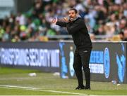3 August 2025; Derry City manager Tiernan Lynch during the SSE Airtricity Men's Premier Division match between Shamrock Rovers and Derry City at Tallaght Stadium in Dublin.  Photo by Stephen McCarthy/Sportsfile