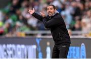 3 August 2025; Derry City manager Tiernan Lynch during the SSE Airtricity Men's Premier Division match between Shamrock Rovers and Derry City at Tallaght Stadium in Dublin.  Photo by Stephen McCarthy/Sportsfile