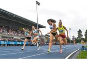 3 August 2025; Alex O'Neill of Limerick Track AC, 164, on her way to winning the senior women's 800m final, ahead of, from left, Maeve O'Neill of Doheny AC, Cork, Jenna Bromell of Emerald AC, Limerick, and Sarah Healy of UCD AC, Dublin, during day two of the 153rd 123.ie National Track & Field Senior Championships at Morton Stadium in Dublin. Photo by Sam Barnes/Sportsfile