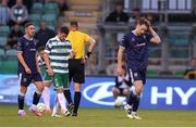 3 August 2025; Alex Bannon of Derry City after being sent off during the SSE Airtricity Men's Premier Division match between Shamrock Rovers and Derry City at Tallaght Stadium in Dublin.  Photo by Stephen McCarthy/Sportsfile