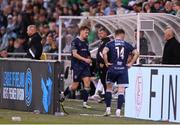 3 August 2025; Alex Bannon of Derry City after being sent off during the SSE Airtricity Men's Premier Division match between Shamrock Rovers and Derry City at Tallaght Stadium in Dublin.  Photo by Stephen McCarthy/Sportsfile