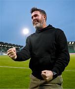 3 August 2025; Shamrock Rovers manager Stephen Bradley celebrates after the SSE Airtricity Men's Premier Division match between Shamrock Rovers and Derry City at Tallaght Stadium in Dublin.  Photo by Ben McShane/Sportsfile