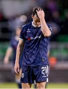 3 August 2025; Danny Mullen of Derry City after the SSE Airtricity Men's Premier Division match between Shamrock Rovers and Derry City at Tallaght Stadium in Dublin.  Photo by Stephen McCarthy/Sportsfile