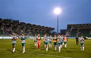3 August 2025; Shamrock Rovers players celebrate after their the SSE Airtricity Men's Premier Division match between Shamrock Rovers and Derry City at Tallaght Stadium in Dublin.  Photo by Ben McShane/Sportsfile