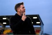 3 August 2025; Shamrock Rovers manager Stephen Bradley celebrates after the SSE Airtricity Men's Premier Division match between Shamrock Rovers and Derry City at Tallaght Stadium in Dublin.  Photo by Stephen McCarthy/Sportsfile
