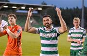 3 August 2025; Roberto Lopes of Shamrock Rovers celebrates after the SSE Airtricity Men's Premier Division match between Shamrock Rovers and Derry City at Tallaght Stadium in Dublin.  Photo by Stephen McCarthy/Sportsfile