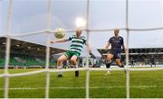 3 August 2025; Rory Gaffney of Shamrock Rovers scores his side's first goal during the SSE Airtricity Men's Premier Division match between Shamrock Rovers and Derry City at Tallaght Stadium in Dublin.  Photo by Stephen McCarthy/Sportsfile