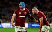 2 August 2025; Tadhg Beirne, left, and Ellis Genge of British & Irish Lions during the third test match between Australia and the British & Irish Lions at Accor Stadium in Sydney, Australia. Photo by Steve Christo/Sportsfile