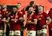 2 August 2025; Bundee Aki, Jamison Gibson-Park and Andrew Porter of British & Irish Lions after the third test match between Australia and the British & Irish Lions at Accor Stadium in Sydney, Australia. Photo by Brendan Moran/Sportsfile