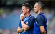 3 August 2025; Dublin joint managers Paul Casey, right, and Derek Murray during the TG4 All-Ireland Ladies Football Senior Championship final match between Dublin and Meath at Croke Park in Dublin. Photo by Seb Daly/Sportsfile