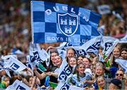 3 August 2025; Dublin supporters during the TG4 All-Ireland Ladies Football Senior Championship final match between Dublin and Meath at Croke Park in Dublin. Photo by Seb Daly/Sportsfile