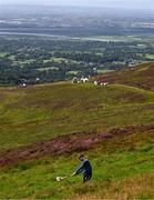 4 August 2025; Pearse Smyth of Down competing in the Senior Hurling competition during the M. Donnelly GAA Poc Fada All-Ireland Finals at Annaverna Mountain in the Cooley Peninsula, Ravensdale, Louth. Photo by Piaras Ó Mídheach/Sportsfile