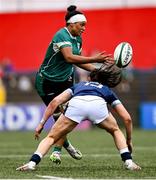 2 August 2025; Eimear Corri-Fallon of Ireland in action against Emma Orr of Scotland during the Women's Rugby World Cup warm-up match between Ireland and Scotland at Virgin Media Park in Cork. Photo by Shauna Clinton/Sportsfile
