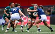 2 August 2025; Fiona Tuite of Ireland is tackled by Elis Martin of Scotland during the Women's Rugby World Cup warm-up match between Ireland and Scotland at Virgin Media Park in Cork. Photo by Shauna Clinton/Sportsfile