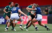 2 August 2025; Fiona Tuite of Ireland is tackled by Elis Martin of Scotland during the Women's Rugby World Cup warm-up match between Ireland and Scotland at Virgin Media Park in Cork. Photo by Shauna Clinton/Sportsfile