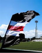 4 August 2025; A flag is seen flying in the wind before the SSE Airtricity Men's First Division match between Dundalk and Longford Town at Oriel Park in Dundalk, Louth. Photo by Thomas Flinkow/Sportsfile