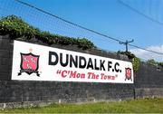 4 August 2025; A general view of a sign before the SSE Airtricity Men's First Division match between Dundalk and Longford Town at Oriel Park in Dundalk, Louth. Photo by Thomas Flinkow/Sportsfile