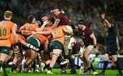 2 August 2025; Andrew Porter of British & Irish Lions is lifted by Tom Hooper of Australia in a scrum during the third test match between Australia and the British & Irish Lions at Accor Stadium in Sydney, Australia. Photo by Brendan Moran/Sportsfile