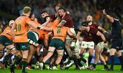2 August 2025; Andrew Porter of British & Irish Lions is lifted by Tom Hooper of Australia in a scrum during the third test match between Australia and the British & Irish Lions at Accor Stadium in Sydney, Australia. Photo by Brendan Moran/Sportsfile
