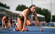 2 August 2025; Sophie Becker of Raheny Shamrock AC, Dublin, competes in the senior women's 400m during day one of the 153rd 123.ie National Track & Field Senior Championships at Morton Stadium in Dublin. Photo by Sam Barnes/Sportsfile