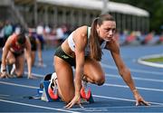 2 August 2025; Sophie Becker of Raheny Shamrock AC, Dublin, competes in the senior women's 400m during day one of the 153rd 123.ie National Track & Field Senior Championships at Morton Stadium in Dublin. Photo by Sam Barnes/Sportsfile