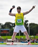 2 August 2025; Callum Keating of North Cork AC, competes in the senior men's shot put during day one of the 153rd 123.ie National Track & Field Senior Championships at Morton Stadium in Dublin. Photo by Sam Barnes/Sportsfile
