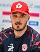 5 August 2025; Shelbourne head coach Joey O'Brien speaks to the media during a Shelbourne press conference at HNK Rijeka Stadium Rujevica in Croatia. Photo by Igor Kupljenik/Sportsfile