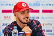 5 August 2025; Shelbourne head coach Joey O'Brien speaks to the media during a Shelbourne press conference at HNK Rijeka Stadium Rujevica in Croatia. Photo by Igor Kupljenik/Sportsfile